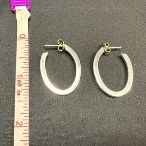 Tiffany & Co Sterling Silver Post Earring Hoop Oval Medium